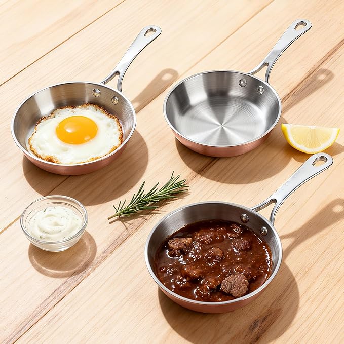 Macevia 0.12QT Mini Sauce Pan, 18/10 Stainless Steel Butter Warmer, Small Pot with Handle, Ideal for Kitchen, Restaurant, Camping & RV Use (4 Inch) - Copper