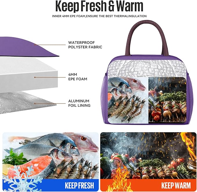 douyadady Lunch Bag Women/Men Lunch Box Women/Men (Dark purple)