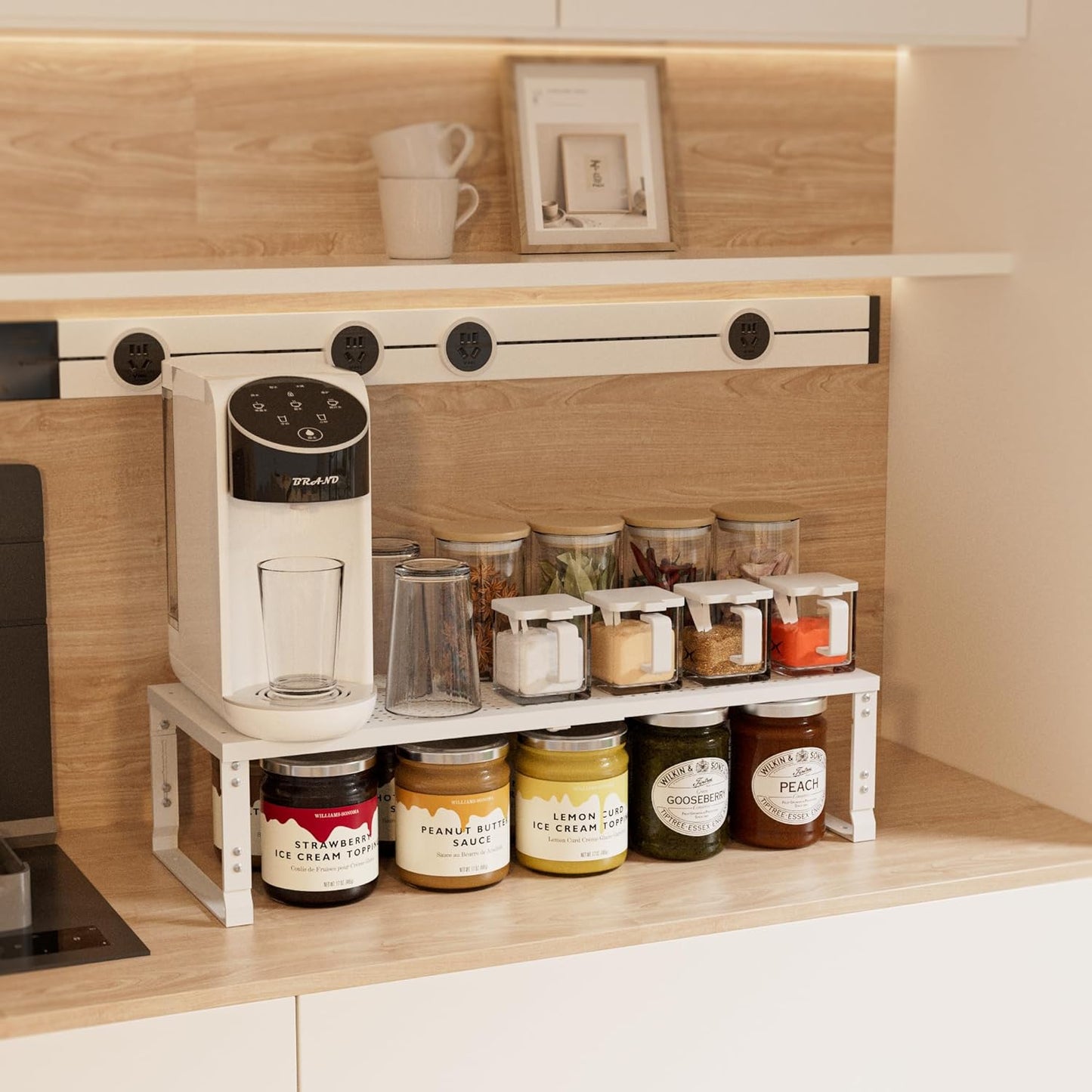 Expandable Spice Rack,Stackable Storage for Cabinet, Multi-Functional Kitchen Shelving,Height-Adjustable,Sustainable Organizer Solution(3Packs/White/Medium)