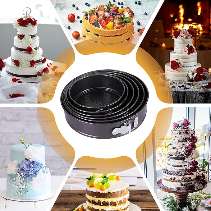 Springform Cake Pan, Cake Pan with 6 Different Size (7,8,9,9.5,10.2,11inch), Cake Molds for Baking with Removable Bottom, Non-Stick Bakeware for Effortless Baking and Easy Release