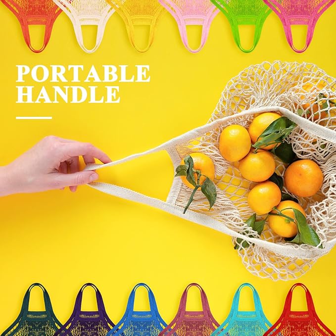 Shappy 12 Pack Reusable Mesh Grocery Bags Large Crochet Market Bag Cotton Kitchen Tote for Fruit Vegetable Storage