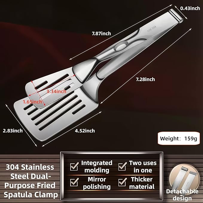 New Kitchen Cooking Tongs, Multifunctional Frying Spatula Features a detachable design, Perfect for Grilling, Cooking, Frying, and Griddling（12.8inch）