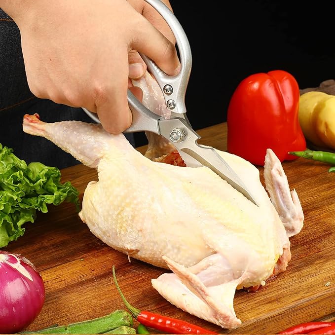 Stainless Steel Kitchen Shears Full-Steel Forged Metal Kitchen Scissors for Food (Kitchen Scissors-B)