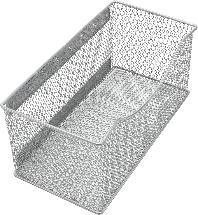 Ybmhome Wire Mesh Magnetic Storage Basket, Trash Caddy, Container, Desk Tray, Office Supply Organizer Silver for Refrigerator/Microwave Oven or Magnetic Surface in Kitchen or Office (4, Large (White))