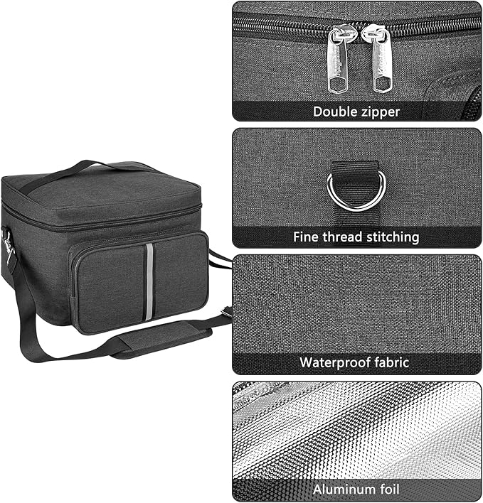 Storage Shoulder Bag Compatible with Most 4-slice Toasters, Toaster Portable Storage Bag with zipper for Most 4-slice Toasters and Extra Accessories (Dark Grey)