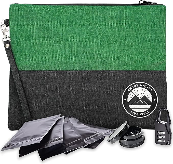 Enjoy Native Smell Proof Bag with Lock 11" x 9", Smell Proof Container, Dog Tested Odor resistant Bags, Best Zipper odor sealing pouch for Herbs, Coffee & Travel Medicine, Scent resistent Containers