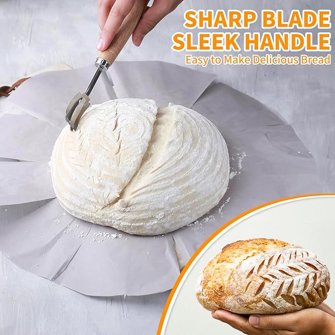 ALLTOP Danish Dough Whisk and Bread Lame Set - Dough Mixer and Bread Scoring Knife for Easy Mixing,Cuts - Essential Sourdough Making Tool for Novices & Expert Bakers