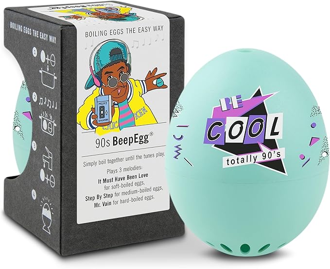 90s BeepEgg – Egg Timer for Boiling Eggs – Musical Egg Cooker for Soft, Medium, Hard Boiled Eggs – Food Safe – Singing Floating Egg Timer – Egg Cooker for 3 Levels of Doneness - Brainstream