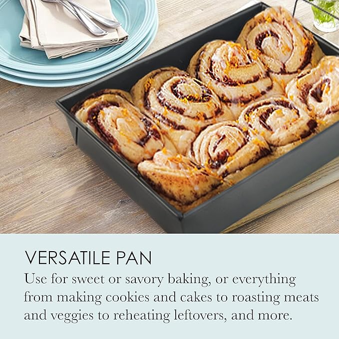 Chicago Metallic Pro Non-Stick Roast and Broil Baking Pan with Rack, 13-Inch-by-9-Inch, Dark Gray