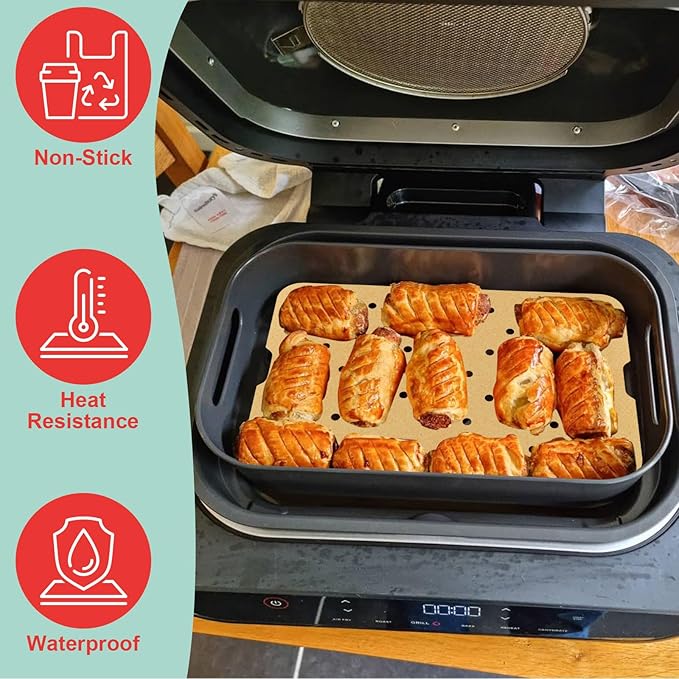 Foodi Air Frying Combo Crisper Basket for Ninja FG551 Smart Indoor Grill, Non-Stick Air Fryer Basket for Ninja Air Fryer Grills DG551/DG651 Accessories, with Disposable Perforated Paper Liners,100PCS