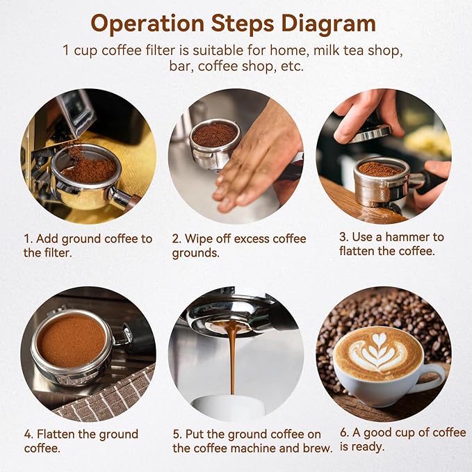1 Cup 51mm Coffee Filter Basket, Stainless Steel Pressurized Mesh Coffee Filters Bottomless Portafilter Coffee Machines Accessories for Semi-Automatic Coffee Machine Series (1 Cup)