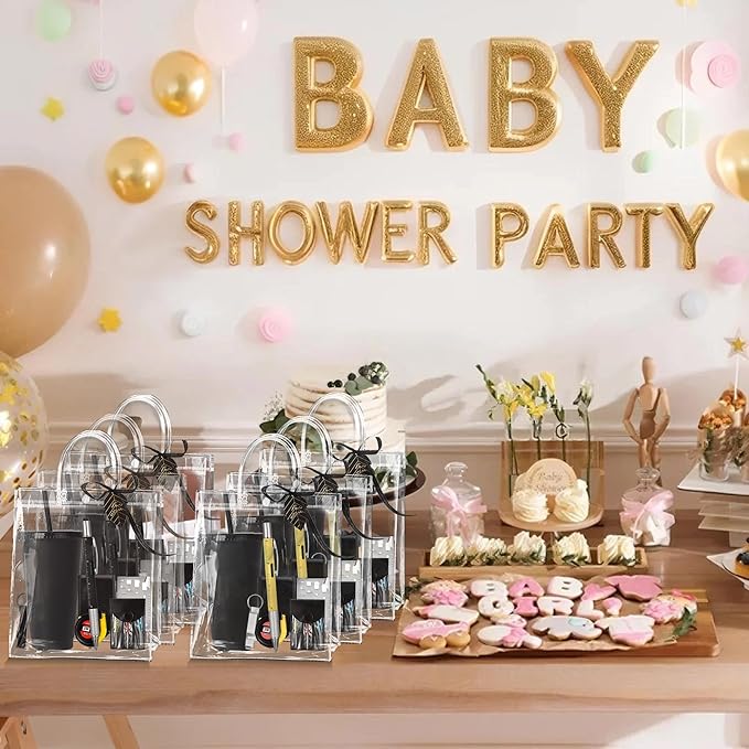 Baby Shower Prizes for Men - 6 Pack Complete Game Prize Set for Dad & Male Guests - Includes Survival Card Tool, Tape Measure, Bottle Opener Keychain, Plastic Cups, Pen, Screwdriver & Gift Bags