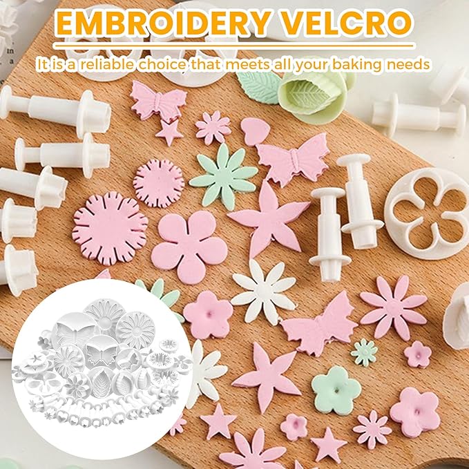 33Pcs White Flower Plunger Cookie Cutter DIY Blossom Flower Cake Fondant Mold Plastic Cake Decorating Tools Baking Accessories Cookie Cutters For Baking Plastic(10styles)
