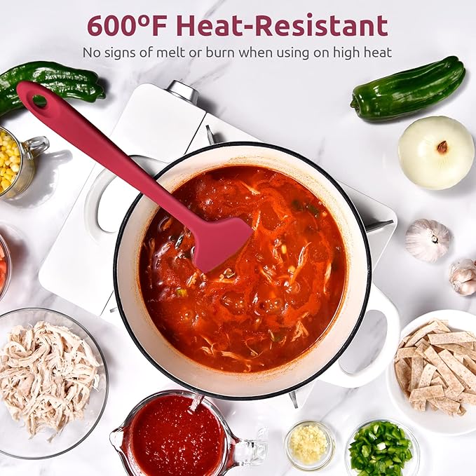 U-Taste 14in Extra Large Flexible Silicone Spatula with 600ºF Heat Resistance, and Upgraded Measuring Cups and Spoons Set of 10 with Reinforced Welded Handle (Red)