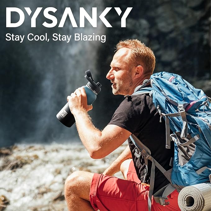 DYSANKY Insulated Water Bottle | Thickened Stainless Steel Vacuum Metal | Portable Sports Water Jug for Gym and Hiking with Straw, Carrier Bag, Handle Strap | BPA-Free 32 oz