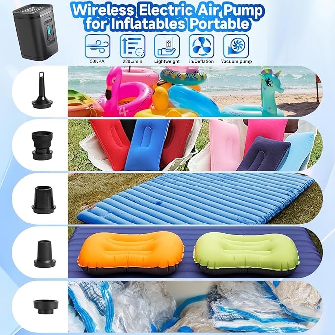 Travel Vacuum Storage Bags Combo Portable Wireless Electric Pump,12 Pack Compression Bags for Travel,Space Saver Vacuum Storage Bags for Clothing and Luggage