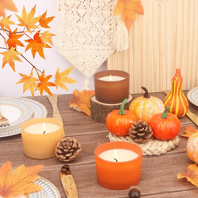 MILIVIXAY 20 Pack 4 OZ Fall Candle Jars with Lids and Candle Making Kits - Bulk Wide Mouth Small Empty Candle Jars for Making Candles - Spice, Powder Containers.
