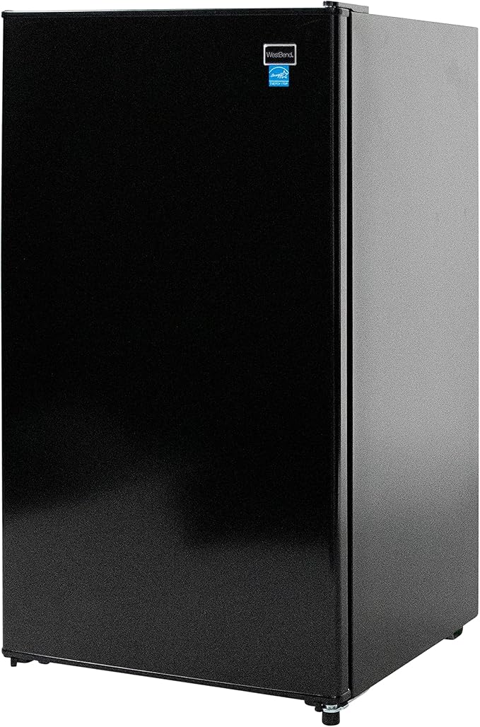 West Bend Mini Fridge Compact Refrigerator for Home Office or Dorm, with Reversible Door, Energy Star Rated, 3.3-Cu.Ft., Black
