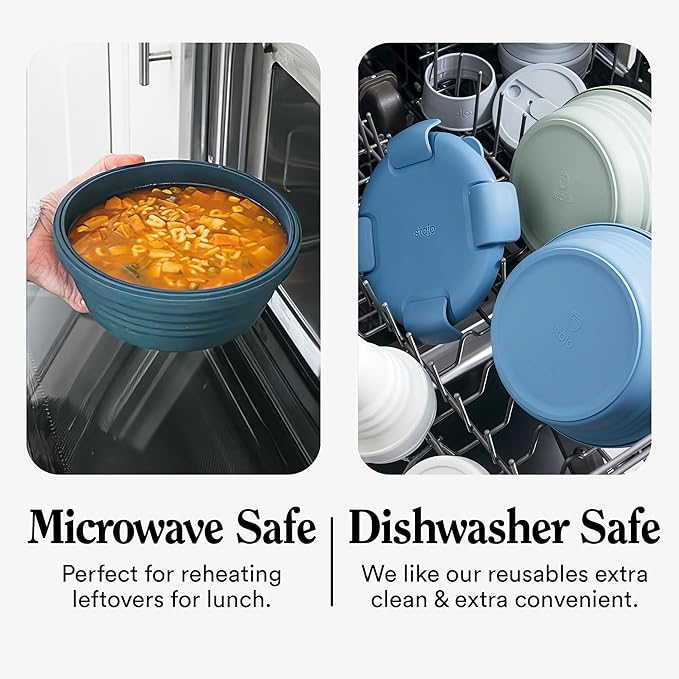 Stojo Nestable Collapsible Food Storage Container - Set of 4, Cashmere - Leak-Proof Airtight Seal Made With Food Grade Silicone For Meal Prep, Lunch Box, Pantry Organizer - Microwave & Dishwasher Safe