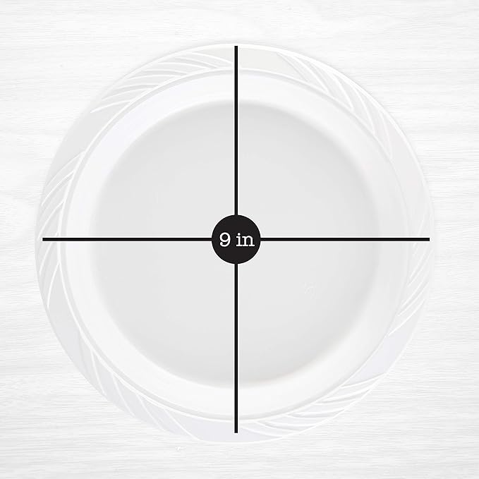 PLASTICPRO 400 Count Disposable 9 Inch White Plastic Dinner Plates large