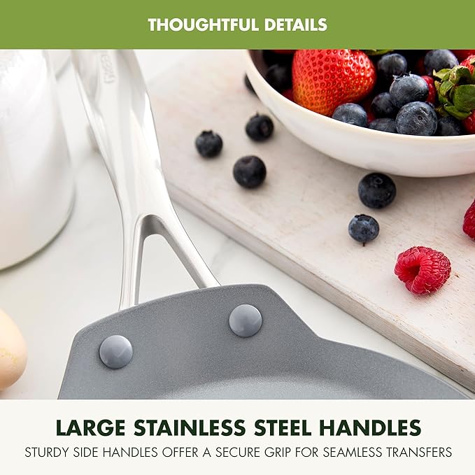 GreenPan Valencia Pro Ceramic Nonstick 9.5" Crepe Pan, Hard Anodized PFAS-Free, Induction Ready, Compatible on All Cooktops, Dishwasher Safe, Oven Safe to 600F, Gray