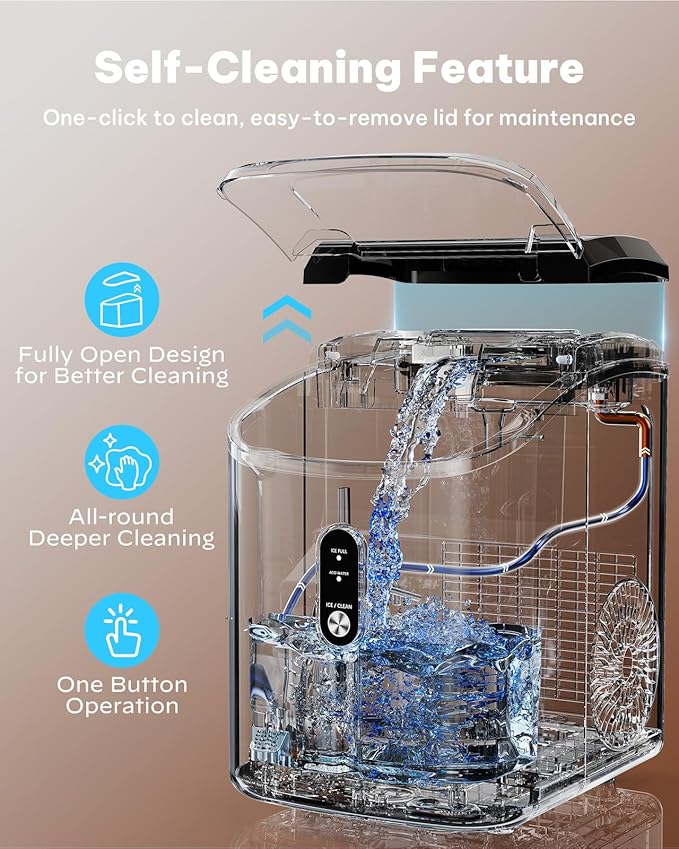 Nugget Ice Maker Countertop, Silonn Chewable Pellet Ice Machine with Self-Cleanin Function, 33lbs/24H Portable Ice Makers for Home Kitchen Officce, Stainless Steel