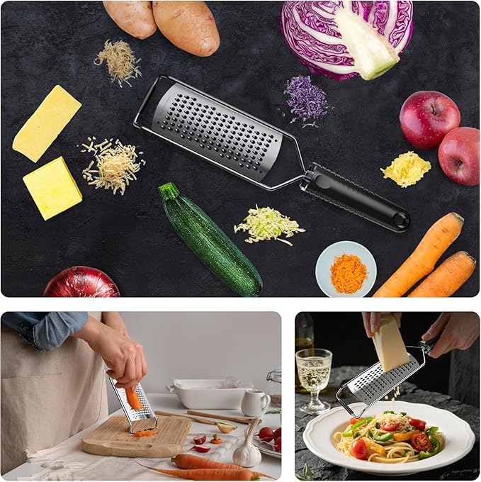 Cheese Grater with Non-Slip Handle, Lemon Zester, Extra Coarse Grater, 15in x 1.4in