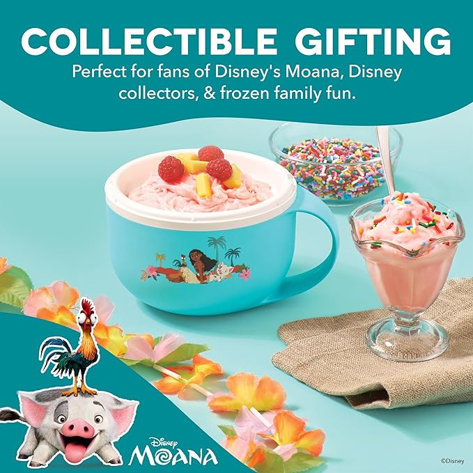 Disney Dash My Mug Ice Cream Maker - Makes Single Serving of Gelato, Frozen Yogurt, Sorbet & More - Easy to Clean & Use - Moana, 1 Bowl