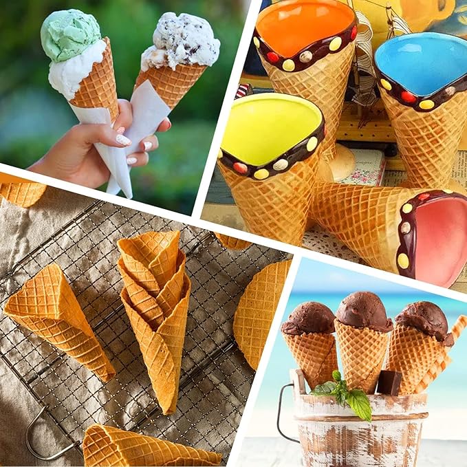 2PCS Pizzelle Roller, Ice Cream Cones Cone Roller Ice Cream Cone Mold Cone Roller for DIY Pastry Dessert Cooking Kitchen Tool Decorating Baking Accessory Wooden