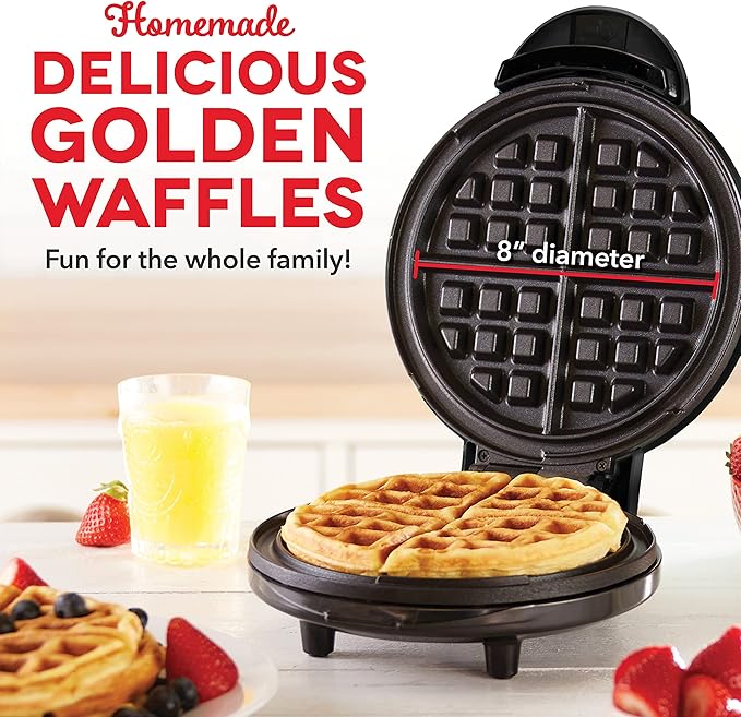 Dash Express Waffle Maker -Electric Waffle Maker for Creative Homemade Treats - Dual Nonstick Cooking Surfaces, Easy Food Release & Quick Cleanup - Compact, Space-Saving Design - 8 Inches - Black
