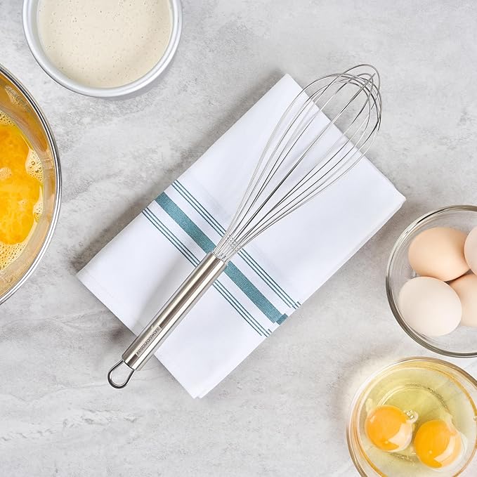 Restaurantware-German Standard 12.5 Inch French Whisk, 1 Dishwashable Kitchen Wire Whisk - Ergonomic Handle, Durable, Stainless Steel French Whip, For Blending, Stirring, Mixing Of Ingredients