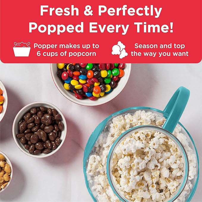 Ecolution Patented Micro-Pop Microwave Popcorn Popper with Temperature Safe Glass,3-in-1 Lid Measures Kernels and Melts Butter,Made Without BPA,Dishwasher Safe,1.5-Quart,Teal,(Pack of 4)