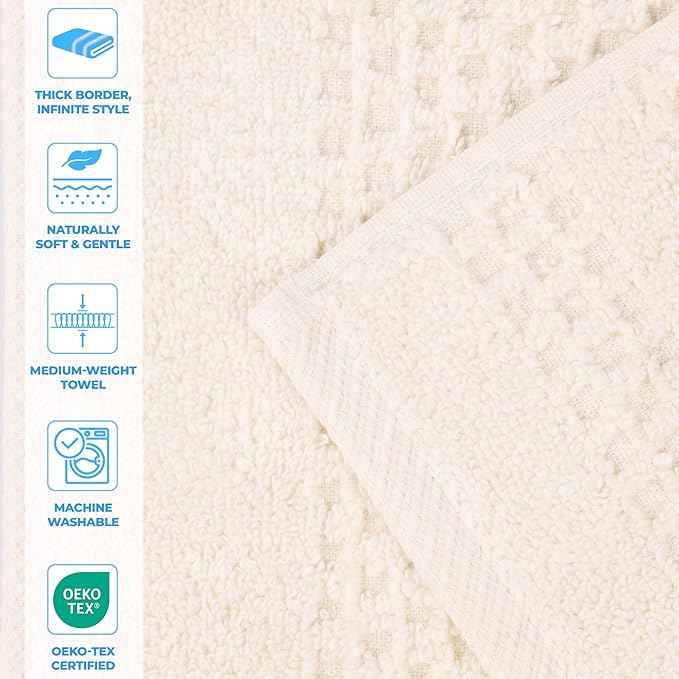 Superior Playa Zero Twist Cotton Medium Weight Towels, for Guest Bath, Bathroom, Shower, Spa, Plush, Quick Dry, Ultra-Soft Towels, Bath Essentials, Waffle Textured, 12 Piece Assorted Towel Set, Ivory