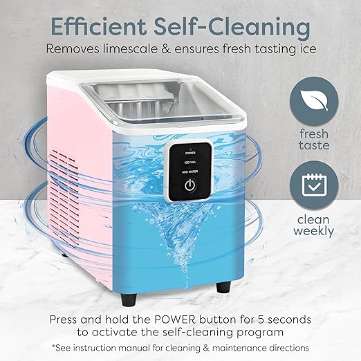 Igloo Portable Ice Maker with Scoop & Basket - Ice Maker with LED Control Panel & 1 Quart Water Tank- Ice Cube Maker Produces 26 Lbs Of Ice In 24 Hours with 8 Large or Small Cubes In 7-8 Minutes- Pink