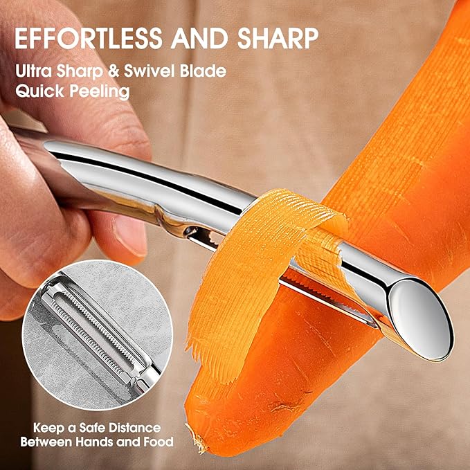 Vegetable Peeler for Kitchen Ultra Sharp Potato Peeler, 10-Year No-Rust Fruit & Veggie Peeler, Potato Peeler Hand, Premium Stainless Steel I-Peeler for Apple Carrot Cucumber