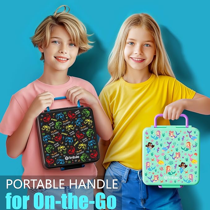 Fimibuke Bento lunch Box Set for Kids Adult with 8oz Insulated Food Jar, Lunch Bag & Sauce Cup, Leakproof Dishwasher Safe Toddler Lunch Food Container with 3-4 Compartment for School Girls Boys