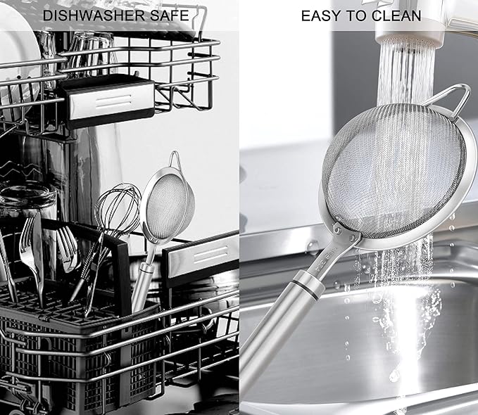 304 Stainless Steel Fine Mesh Strainers for Kitchen, Colander-Skimmer with Handle, Sieve Sifters for Food, Tea, Rice, Oil, Noodles, Fruits, Vegetable 5.51 inch Medium