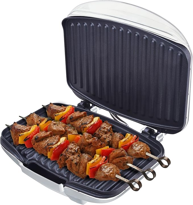 Courant Contact Grill, Panini Press Grill, 4 Servings Indoor Grill Champ, White (CCG-5681)