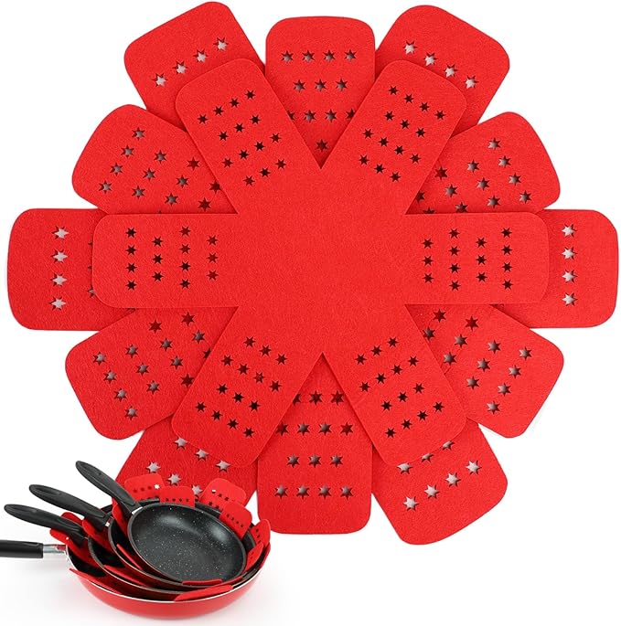 BYKITCHEN Pan Protectors for Stacking, Pot and Pan Separators Pads with Stars, Pot Protectors for Stacking and Protecting Your Cookware(6pcs & 3 Sizes)