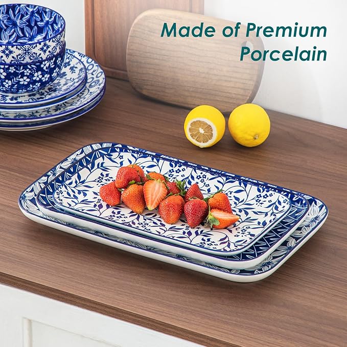 vancasso Porcelain Serving Trays for Party, Serving Platters Set of 3,Serving Dishes for Entertaining, Ceramic Party Trays and Platters for Serving Food, 16"/14"/12" Inch, Series SELENE
