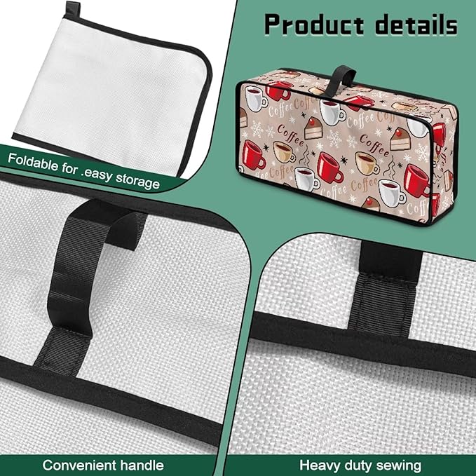 Coffee Print Thin Toaster Cover 2 Slice Dustproof & Water-Resistant 2 Slice Slim Toaster Cover, Easy to Fold and Store Dust Covers for Kitchen Small Appliances