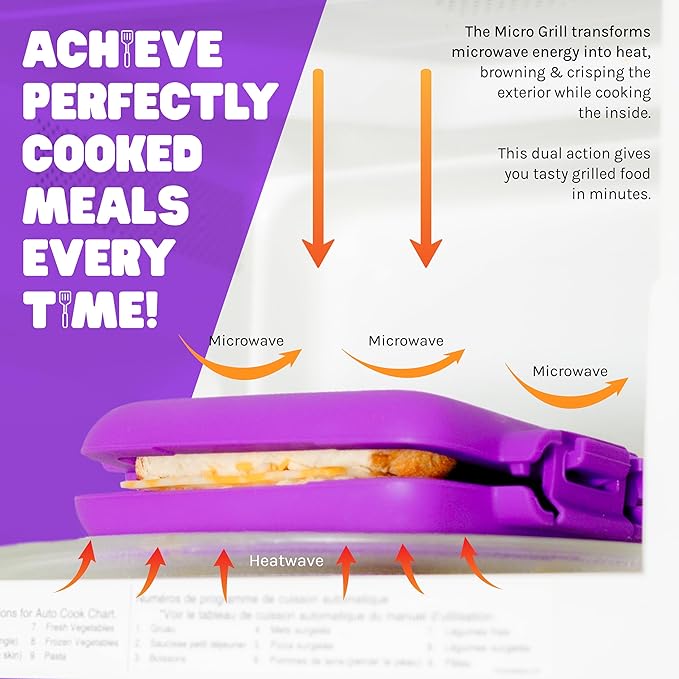Classic™ Microwave Sandwich Maker, Microwave Grill, Toaster, 3 Minute Grilled Cheese Sandwich Maker, Thick Silicone Cover, Safe Food Grade, Panini Press, Dishwasher Safe (Purple, Regular)