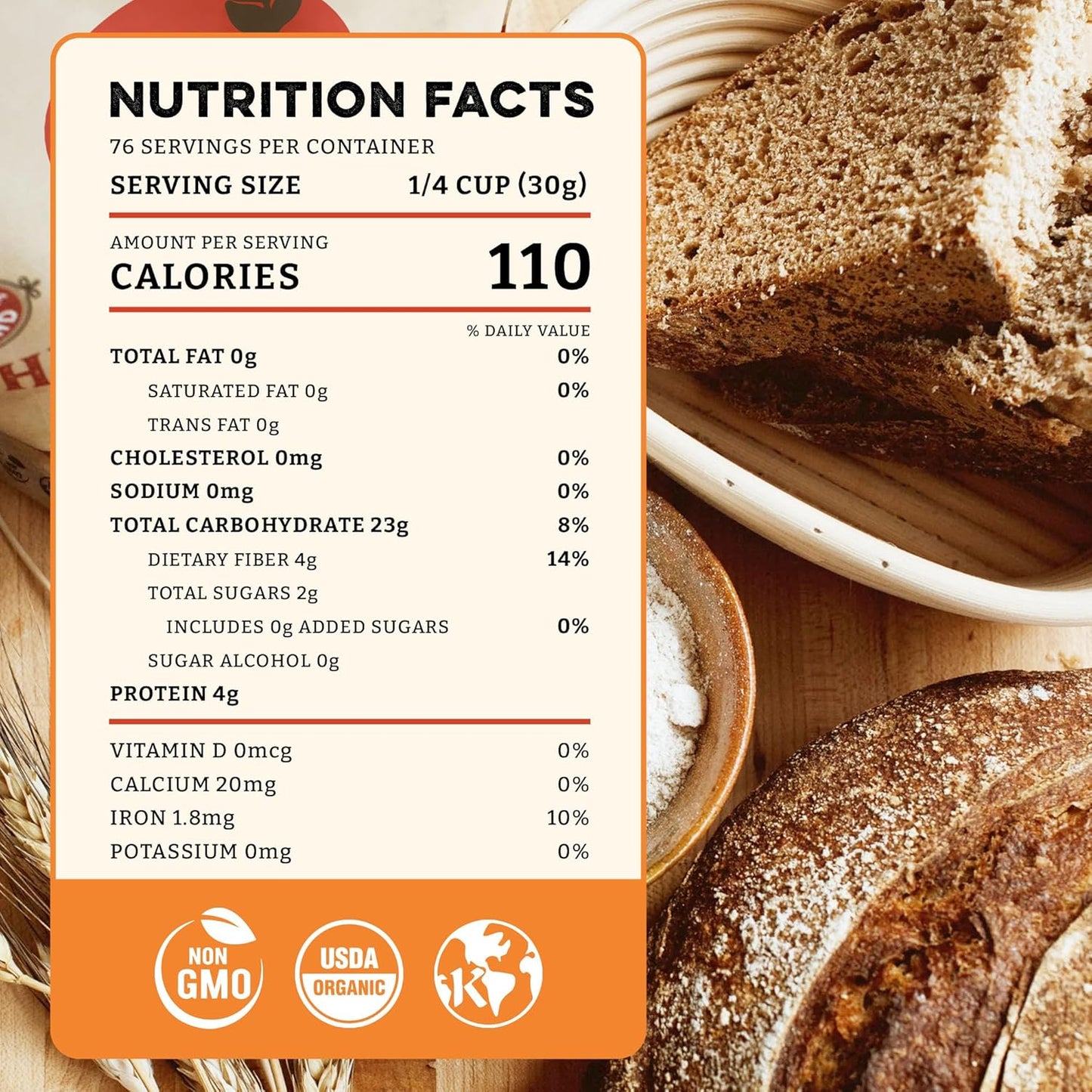 Sunrise Flour Mill Heritage Organic Whole Wheat Flour - 5 lbs | Milled from red hard wheat within 10 Days | Easier to Digest with Less Bloating | No Bleaching | Organic whole wheat bread flour
