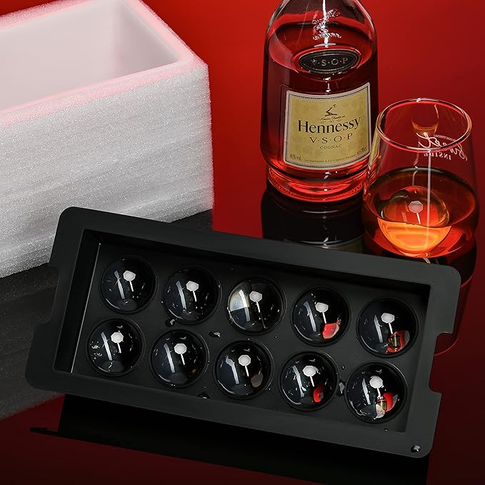 Sphere Clear Ice Cube Maker - Crystal Clear 1.7 Inch Ice Ball Silicone Tray,10 Round Ice Cubes Mold for Whiskey and Cocktail