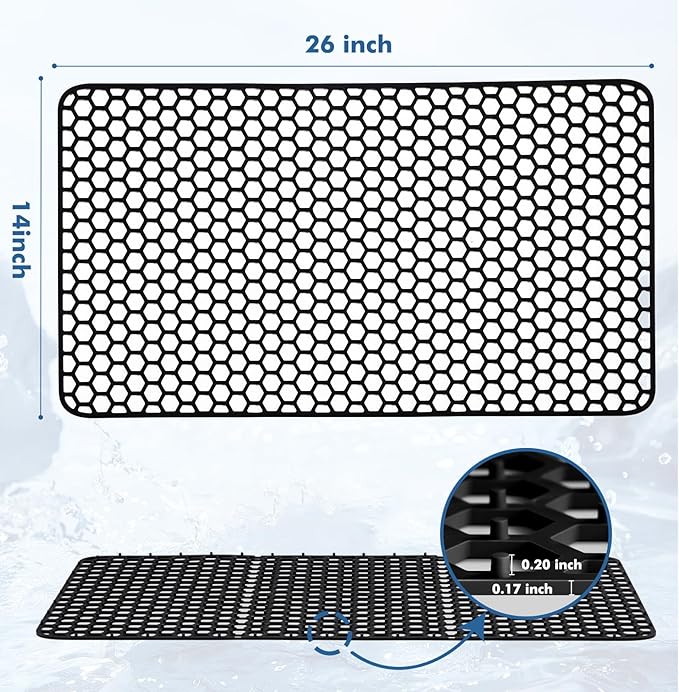 Bestjing Silicone Sink Protectors for Kitchen Sink - 26"x 14" Kitchen Protector Accessory, Non-Slip Heat Resistan Mat for Bottom of Farmhouse Stainless Steel Porcelain, Dishwasher Safe (Black)