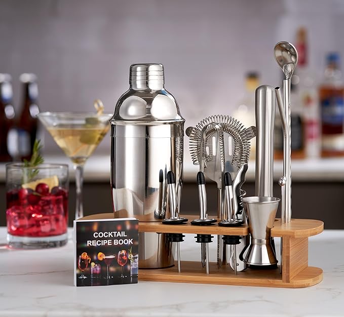 Cocktail Shaker Set - 17 Piece Stainless Steel Mixology Bartender Kit, Drink Martini Shaker, Home Bar Accessories, Cocktail Kit, Stainless Steel Bar Set, Shakers Bartending