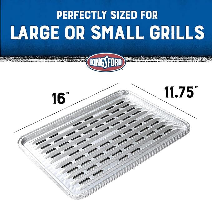 Kingsford Disposable Grill Liners, Heavy Duty Aluminum Foil Grill Toppers for Outdoor BBQ Grills, Helps Prevent Food and Sauce Falling Through Grates, 16 x 11.75 in, 4 Count - 6 Pack