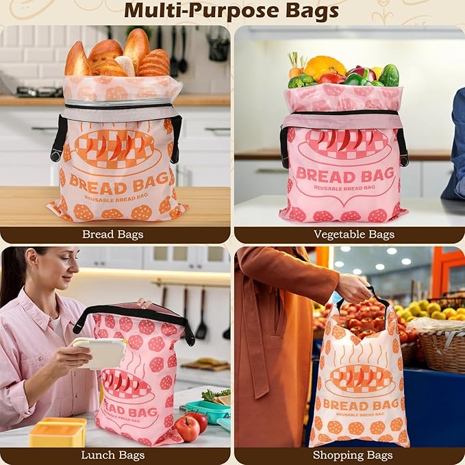 2 Pack Reusable Bread Bags for Homemade Bread, 17"×13" Sourdough Bread Storage Bags with Bowl Cover - Keep Loaf Fresh and Easy to Wash(Cookie Style)