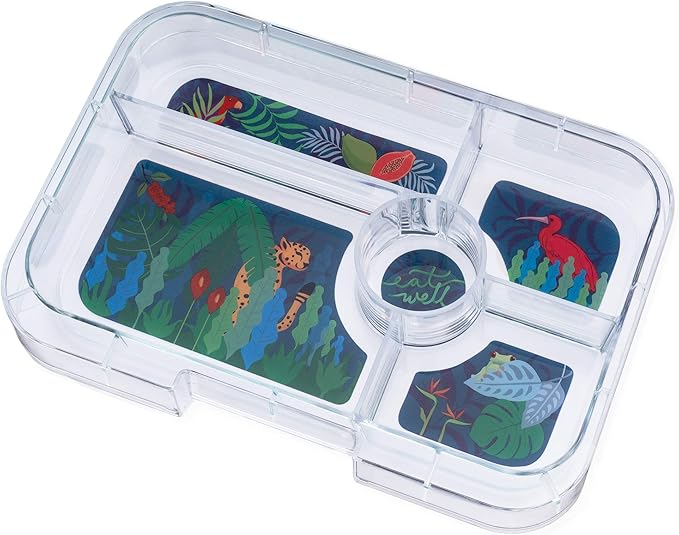 Yumbox Tapas Leakproof Bento Lunch Box: 4.2 Cups Larger 5-Compartment Design in Monte Carlo Blue with Jungle Tray- for Adults and Bigger Kids
