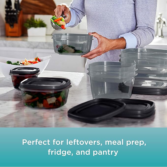 Rubbermaid EasyFindLids Food Storage Containers with SilverShield Antimicrobial Protection, 42-Piece Set, BPA-Free, Grey